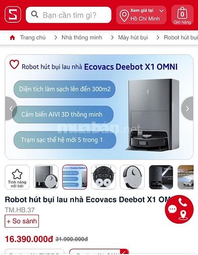 Dọn nhà thanh lý gấp Robot lau nhà hút bụi Ecovacs Deebot X1 Omni 