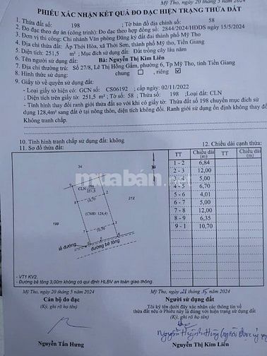 Bán đất đường ô tô cầu Rạch Miễu 2, xã Thới Sơn, Mỹ Tho, TG