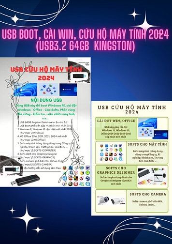 USB Boot, Cài Win, Cứu hộ Máy Tính 2024 (USB 64GB)