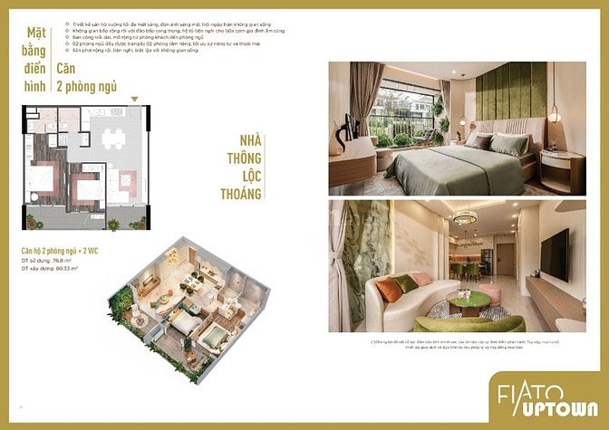 Căn hộ thăng hạng 2PN Fiato Uptown Giá chỉ từ 3,9 tỉ.