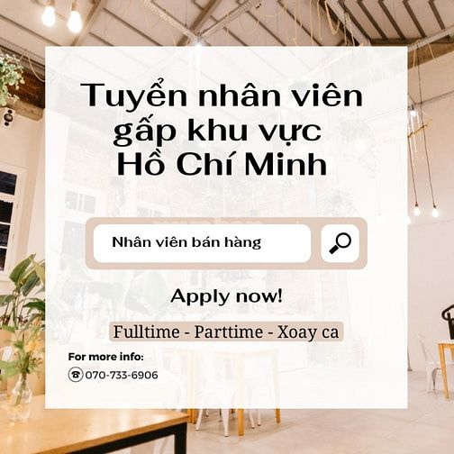 Tuyển nhân viên bán hàng Fulltime-Parttime thời gian linh hoạt Quận 12