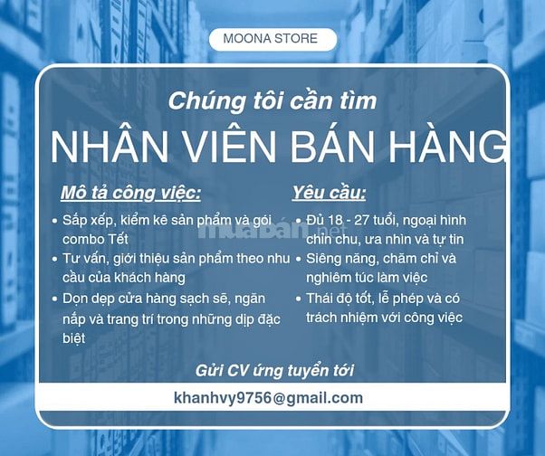 🌠 Việc làm Parttime/Fulltime bán hàng cận Tết tại Mini Shop quận 11 