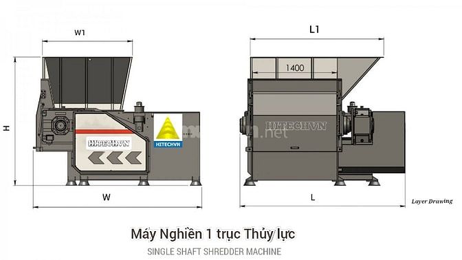 Máy nghiền rác, máy nghiền phế liệu, shredder machine, Hitechvn