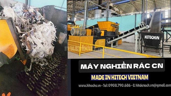 Máy nghiền rác, máy nghiền phế liệu, shredder machine, Hitechvn