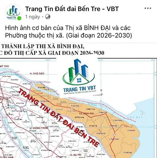 Chính chủ bán đất mặt tiền Lê Hoàng Chiếu, thị trấn Bình Đại, Bến Tre