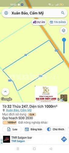 Bán thửa 247 tờ 32 Xuân Bảo.1 tỷ 4