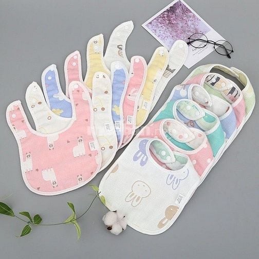 1 Khăn sữa xô nhăn 4 lớp 100% cotton siêu mềm, khăn sữa rửa mặt cho bé