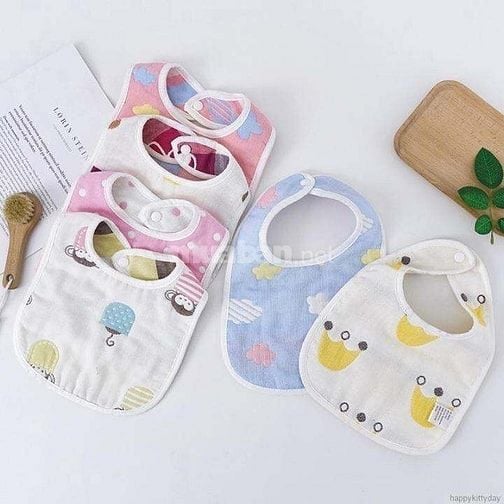 1 Khăn sữa xô nhăn 4 lớp 100% cotton siêu mềm, khăn sữa rửa mặt cho bé