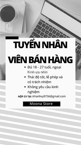 🔅 Moona Store Bình Chánh TPHCM tuyển nhân viên nam bán hàng cận Tết 