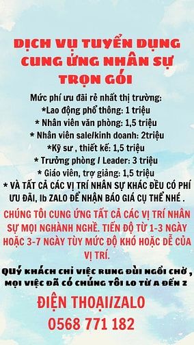 EM CUNG ỨNG NHÂN SỰ MỌI NGHÀNH NGHỀ GIÁ RẺ NHẤT THỊ TRƯỜNG 