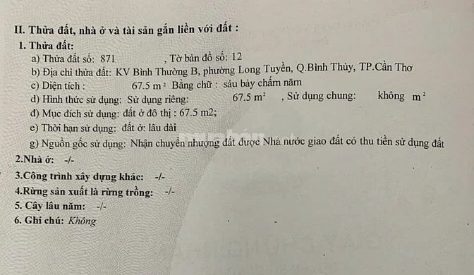 Chính chủ cần bán nhà Khu Dân Cư Mặt Trời Đỏ, Quận Bình Thủy. TP. Cần 