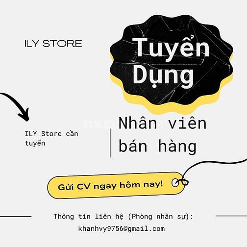 🎀 ILY Store cần tuyển gấp nhân viên nam bán hàng tại chi nhánh quận 3