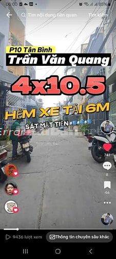 Hẻm xe tải Trần Văn Quang, Tân Bình, 42m2, ngang 4m, chỉ 4 tỷ 99