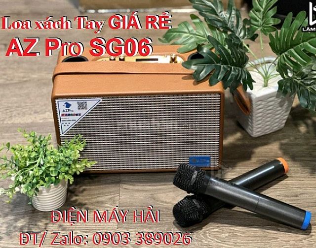 Loa xách tay giá rẻ AZPro SG06 kèm 2 tay mic không dây