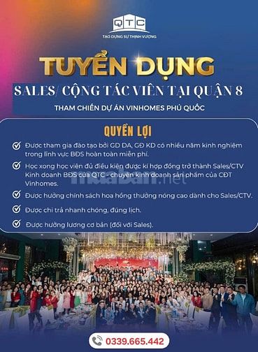 Cần tuyển 50 NVKD BĐS làm việc ngay tại Q8