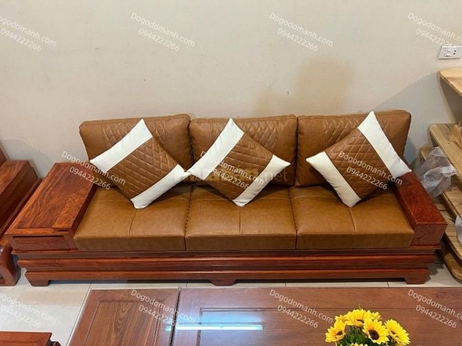 Bộ ghế sofa quây pháo cánh tiên đối gỗ hương đá