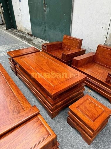 Bộ ghế sofa quây pháo cánh tiên đối gỗ hương đá