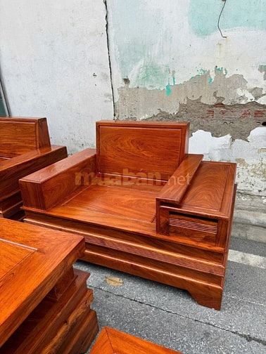 Bộ ghế sofa quây pháo cánh tiên đối gỗ hương đá