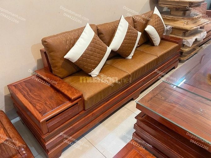 Bộ ghế sofa quây pháo cánh tiên đối gỗ hương đá