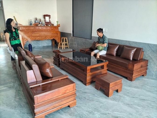 Bộ ghế sofa quây pháo cánh tiên đối gỗ hương đá