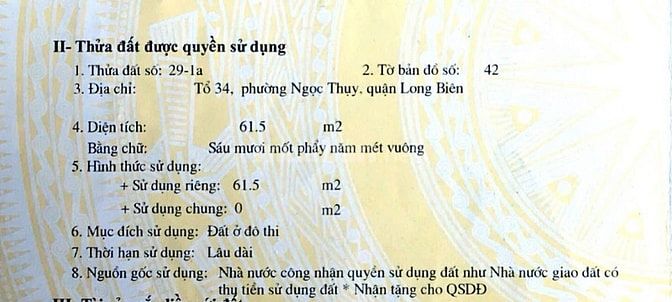 Bán đất Ngọc Thụy, Long Biên 6,1 tỷ, 61,5 m2 - Chính chủ giá siêu hời!