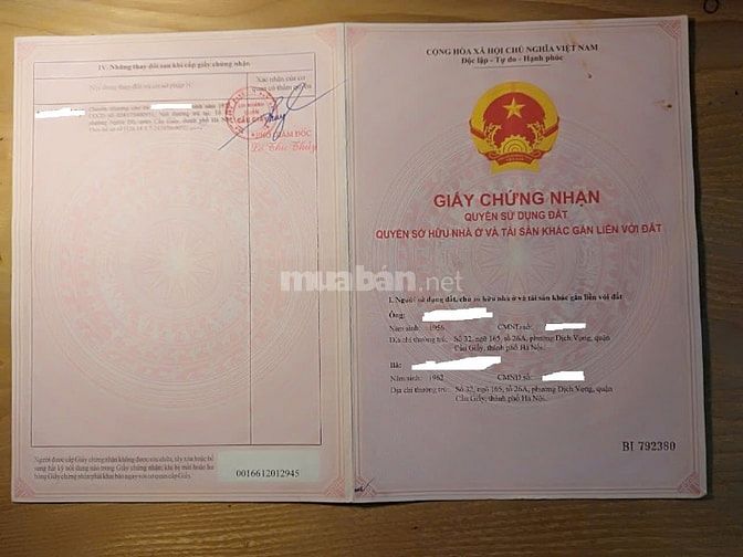 Chính chủ bán nhà ngõ 165 Cầu Giấy