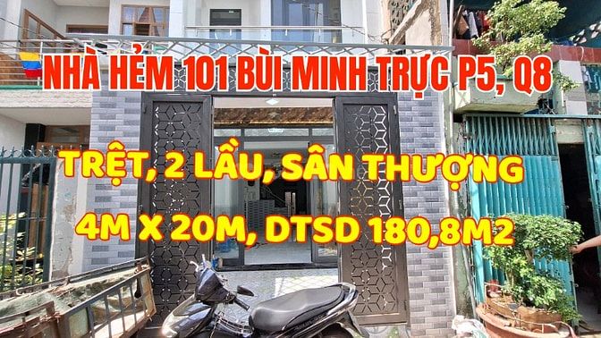 Nhà mới tuyệt đẹp, H101 Bùi Minh Trực P5,Q8. DT 4mx20m, trệt, 2lầu, ST