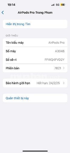 Airpods pro chính hãng còn bảo hành