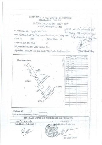 Thông báo đấu giá BDS thửa đất 343, bản đồ 19 _xã Tiên Thọ, Quảng Nam