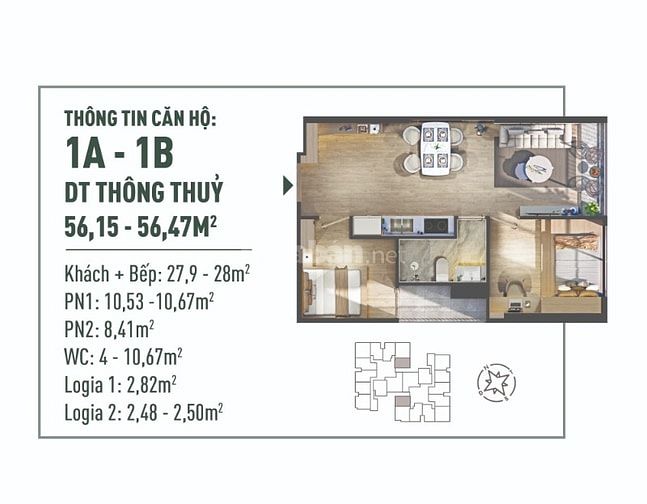 Chỉ từ 894tr sở hữu ngay căn 2PN 56m2 The Fibonan 