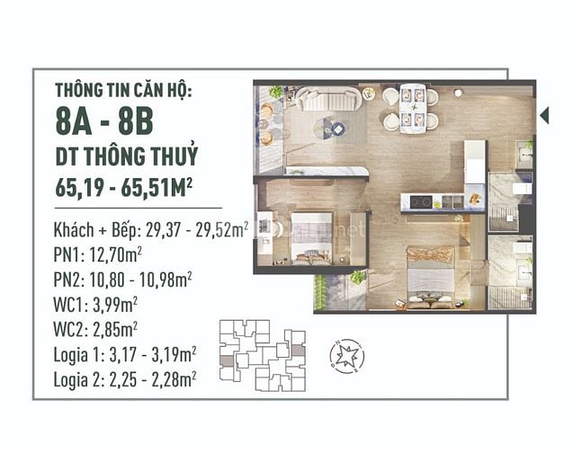 Chỉ từ 357tr ký ngay HĐMB căn 2PN 56m2, 460tr căn 3PN 78m2. 0968968605