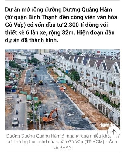 Mặt tiền Dương Quảng Hàm 32m, 5552m2( 50 x 110m ) sau CityLand, Emart