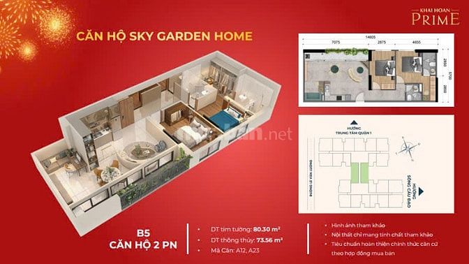 Khải Hoàn Prime - căn hộ sân vườn bancon 7m siêu hót, tt chỉ 840tr.