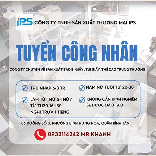 Tuyển Công Nhân -Bình Hưng hoà