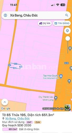 Bán đất xã xà bang, cách ql56 200m