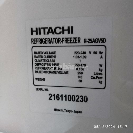 Bán thanh lý tủ lạnh Hitachi đang sử dụng