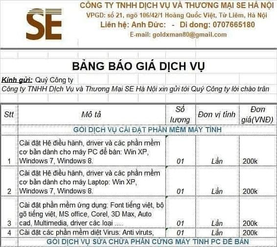 Nhận sửa chữa cài Windows, Office và diệt virus cho máy tính, laptop