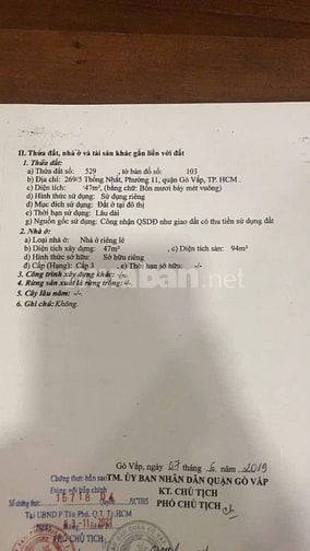 Bán gấp nhà phố đường Thống Nhất , Phường 11, Quận Gò Vấp 