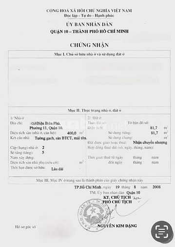 🌷 🌷 🌷 BÁN NHÀ MẶT TIỀN : 624 ĐIỆN BIÊN PHỦ - P. 11 - Q. 10 - TPHCM