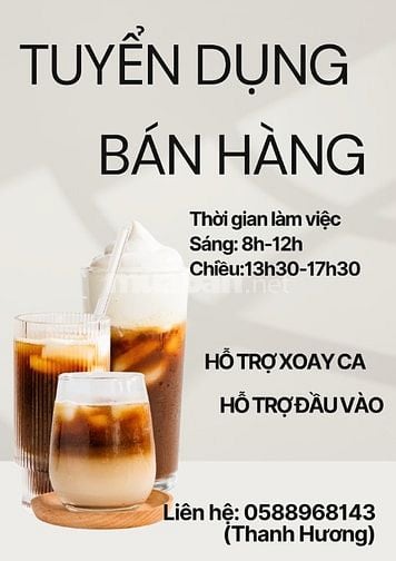 TUYỂN NHÂN VIÊN BÁN HÀNG THEO CA TẠI QUẬN TÂN BÌNH 