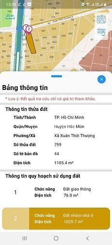 Bán lô đất 2MT Nguyễn Thị Thử XTT Hóc Môn DT 1105m giá 21ty