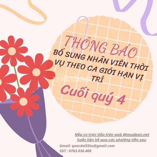 🔔THÔNG BÁO BẮT ĐẦU TUYỂN DỤNG NHÂN VIÊN LÀM VIỆC CHO DỊP TẾT !!