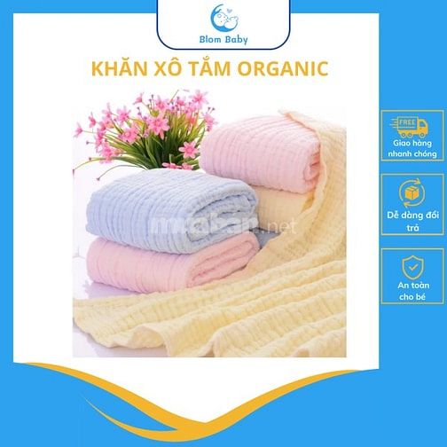 Khăn tắm xô 6 lớp màu trơn họa tiết Hàn Quốc cho bé sơ sinh