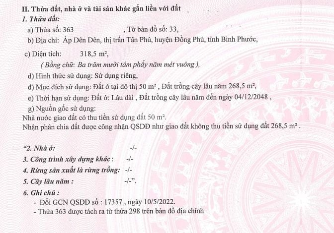 BÁN ĐẤU GIÁ TÀI SẢN MSB L2_ĐỒNG PHÚ, BÌNH PHƯỚC