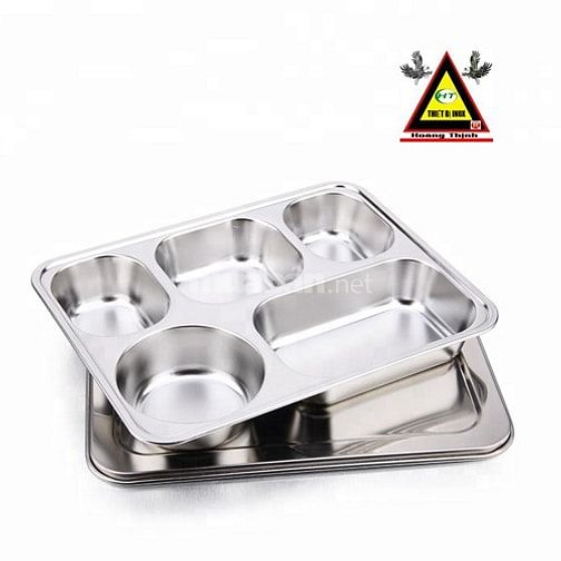 Khay Đựng Cơm Inox - inox 304 có nắp đậy