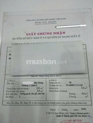 Bán nhà hẻm 1,2m Hậu Giang Phường 11 Quận 6 giá 1,48 tỷ - 10m2