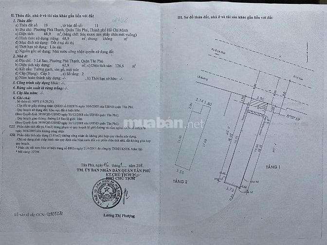 Chính chủ bán nhà mặt tiền số 3 Lê Sao Tân Phú về quê sinh sống