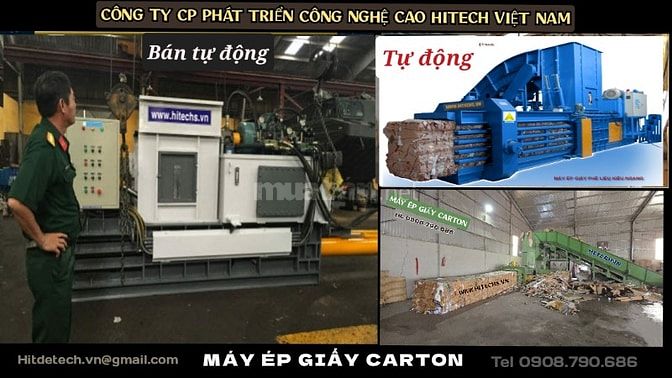 Máy ép giấy vụn, carton, bao bì, tự động lớn Hitechvn