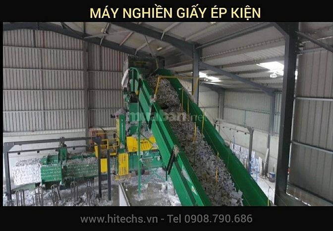 Máy ép giấy vụn, carton, bao bì, tự động lớn Hitechvn