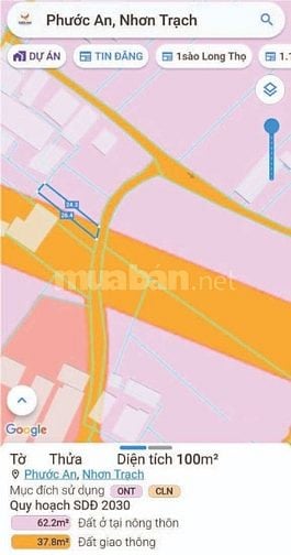 Bán đất Phước An 100m² có sẵn 20m² thổ cư, đường ô tô 1 xẹc Hùng Vương